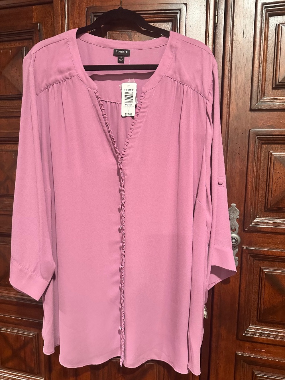 NWT TORRID Size 5 28/30 Harper Lavender Ruffle Blouse Button down Light & Flowy